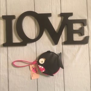 NWT Betsey Johnson Blk Piranha Wristlet Coin Purse